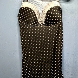 Women's L full coverage padded push-up babydoll polkadot pin-up chemise coquette